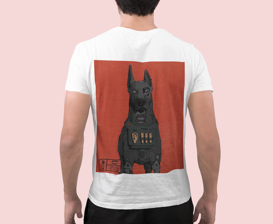 Cyber Doberman Graphic Tee – White Edition