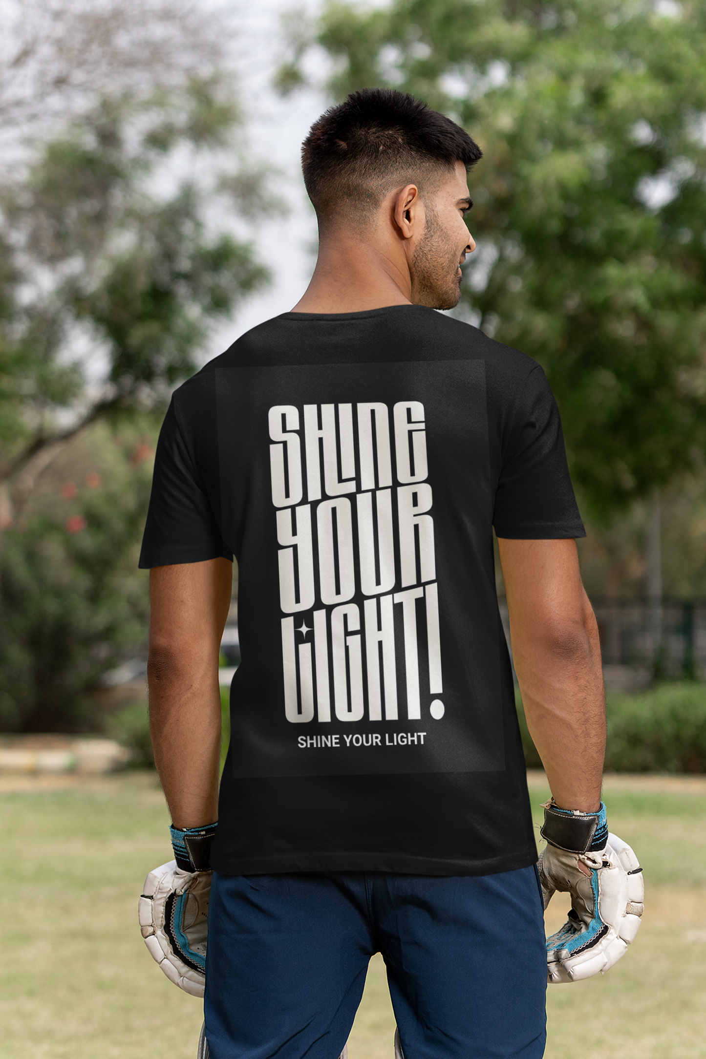 Shine Your Light - Black Cotton T-Shirt